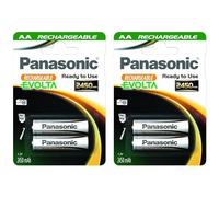 PANASONIC Lot de 2 Blisters de 2 Piles Rechargeables Evolta AA (Mignon)/HR6 2450 mAh - 1,2V