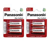 PANASONIC Lot de 2 Blisters de 2 Piles Red Zinc-Carbon C - R14-1,5 V