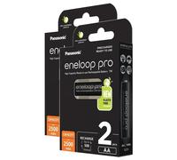 Panasonic Lot de 2 Eneloops Pro Pack 2 Piles Rechargeables Mignon 2500mAh AA Ni-MH
