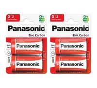 Panasonic Lot de 2 Packs de 2 Piles Red Zinc-Carbon D - R20-1,5 V