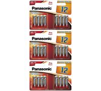 Panasonic Lot de 3 Blisters de 12 piles Pro Power LR6 Mignon AA 1,5V