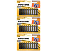 Panasonic Lot de 3 Packs 20 Piles Alcaline POWER BRONZE AA LR6 1,5V