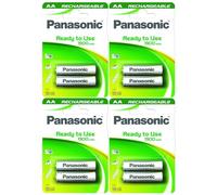 PANASONIC Lot de 4 Blisters de 2 Piles Rechargeables NiMH Mignon AA 1900 mAh Ready to Use