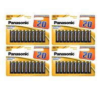 Panasonic Lot de 4 Packs 20 Piles Alcaline POWER BRONZE AA LR6 1,5V