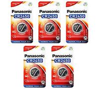 PANASONIC Lot de 5 Blisters 1 Pile Bouton Lithium Power CR2450 3 V