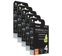 Panasonic Lot de 5 Eneloops Pro Pack 4 Piles Rechargeables Mignon 2500mAh AA Ni-MH 1,2V