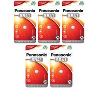 Panasonic Lot de 5 Piles bouton SR41 (SR41 EL) silver oxide 1.55 V