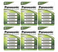 PANASONIC Lot de 6 Blisters de 4 Piles Rechargeables NiMH Mignon AA 1900 mAh Ready to Use