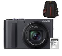 Panasonic Lumix DC-TZ300 - Argent foncé + Lexar 64GB SDXC + Case Logic DCB-313