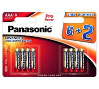 Panasonic Multipack 6+2 piles alcalines AAA LR03 PRO POWER