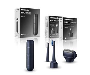 Panasonic MULTISHAPE Lot ER-CBN1, ER-CTB1 & ER-CSF1, Unité principale pour système MULTISHAPE, Brosse à dent électrique, Tête de rasoir électrique à 3 lames avec batterie Ni-MH, Noir