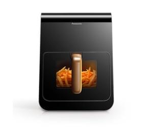 Panasonic NF-CC600AXE AirFryer Friteuse sans huile avec Hublot, 5L, 80-200°C, Minuterie Numérique et Écran LCD, Vapeur Douce, 11 Préréglages, Nettoyage Facile, Noir/Bleu Foncé et Poignée Or Rose