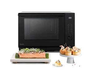 Panasonic NN-DS59NMETG Four à micro-Ondes Combiné 4-en-1 avec Gril, 27 Litres, 1000W, Cuisson à Deux niveaux, Capteur Genius, 32 Programmes Automatiques, Plateau Gril, Nettoyage Facile, Noir