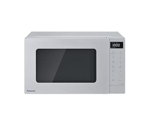 Panasonic NN-GT23QMBPQ Four à micro-ondes avec plaque en verre et étagère métallique, 800 W, 1000 W, écran LED, dégivrage automatique, 9 programmes automatiques, minuterie, argent