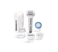Panasonic - Personalcare ES-EL9A-S503 | Épilateur Electrique Femme - Double rangée de disques avec 60 pinces Wet & Dry Lumiere LED 10 accessoires Tête pivotante flexible à 90° Argent/blanc