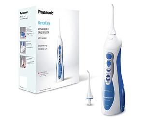 Panasonic - Personalcare EW1211W845 | Jet dentaire - Système AIR + EAU 3 puissances réglables 1 canule Sans fil Réservoir 10 ml 15 min d'autonomie 1400 pulsations/min Blanc et bleu