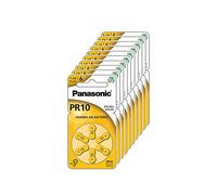 Panasonic Piles PR10 Zinc Air pour appareils auditifs, Type 10, 1,4 V, Piles pour appareils auditifs, Paquet de 10 (60 Piles) Jaune