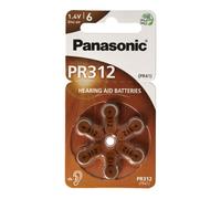 Panasonic PR312 pile pour appareil auditif PR-312 / 6LB, piles pour appareil auditif 312 zinc Air 180mAh