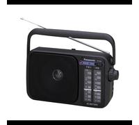 Panasonic RF-2400D Radio portable analogique AM/FM avec tuner rotatif, entrée casque 3,5 mm, antenne externe, alimentation par piles AA, couleur noir