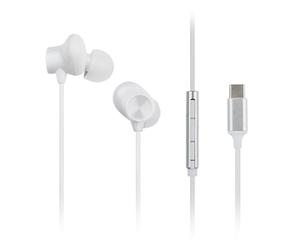 Panasonic RP-TCM225DEW USB-C Écouteurs Intra-Auriculaires, Casque Filaire avec Micro et Télécommande Intégrés, Basses Puissantes, Ajustement Personnalisable, Câble de 1,2 m, Blanc