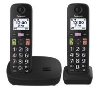 Panasonic Téléphone sans fil KX-TGU112EXB – 2 combinés, écran LCD 4,6 cm, grosses touches, noir