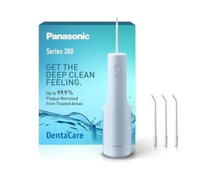 Panasonic Series 300 Hydropulseur Dentaire Ultrasonique EW-DJ27-A303, Jet dentaire, Irrigateur Oral, 200ml, IPX7, 4 Embouts Standard, 5 Réglages de Pression, Accessoire de Voyage, Bleu