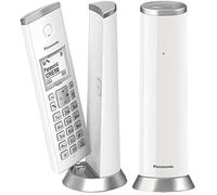 Panasonic Téléphone DECT sans fil KX-TGK212JTW avec rétroéclairage LCD 1,5 pouce, sonneries blanches, appels indésirables, Eco et