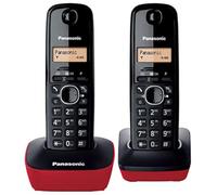 Panasonic Téléphone sans fil KX-TG1612SPR, noir/rouge, version espagnole