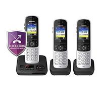 Panasonic Téléphone sans fil KX-TGH723GS avec répondeur, lot de 3 (téléphone DECT, faible rayonnement, écran couleur, bloqueur d'appels, appels mains libres) noir