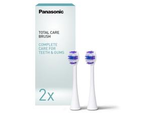 Panasonic Tête de Brosse à Dents à Poils Extra-Fins Total Care WEW0810W803 | Poils extra-fins de 0,02 mm, poils « Brilliance », Anti plaque dentaire, élimination des taches, blanc, lot de 2