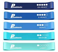 Panathletic Bandes Élastiques Fitness, Set de 5 Bandes - 5 Niveaux de Tension, Guide d’Exercices, eBook en Français, Sac de Transport - 5X Elastique Resistance de Musculation