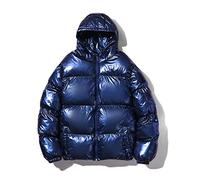 PANBOB Doudoune Homme Hiver Chaud Couleur Unie Brillante Tendance Réfléchissante Coupe-Vent Lâche Confortable Fermeture Éclair Froid D-Blue M