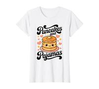 Pancakes and Pyjamas Kawaii Pancake Breakfast Sleepover T-Shirt Graphique avec Valeur, Femme, Blanc, S
