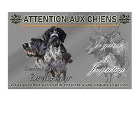 Pancarte attention au chien drahthaars - pré perforée et vis proposées. De 30 cm à 15 cm…