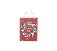 Pancarte Couronne Soir de Noël 29x39cm Rouge