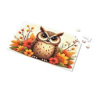 Pancarte de bar vintage automne hibou avec fleurs et baies - Puzzle Man Cave Bar Stuff pour chambre de garçon (1000 pièces)