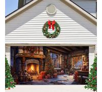 Pancarte de Noël à suspendre - 480 x 210 cm - Bannière de porte de garage extérieure - Grande couverture de porte décorative de Noël - Décoration de vacances, extérieur, garage, maison - B (D, 480 x