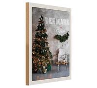 Pancarte de Noël en bois - Denmark Hygge - Confort scandinave - 30 cm x 40 cm