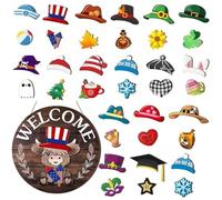 Pancarte De Porte, Ensemble de Panneau de Interchangeable Vache Highland, Décoration Maison Mignonne Saisonnière Pour Jardin Fête Halloween Anniversaire Housewarming Ferme
