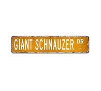 Pancarte de rue géante en métal avec schnauzer géant - Cadeau de schnauzer - Style vintage - Décoration murale rustique - Décoration murale pour chambre à coucher, café, bar, bureau, garage