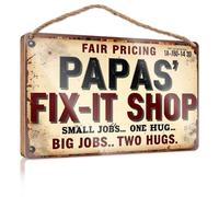 Pancarte décorative pour décoration d'intérieur Papa's Fix-it Shop : prix équitable, câlins inclus ! Décoration d'automne pour porche avant (23 x 35 cm)