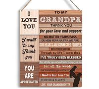 Pancarte en bois à suspendre « To My Grandpa » - Cadeau d'anniversaire pour grand-père de la part de petits-enfants, petite-fille, petit-fils, cadeau d'anniversaire, de Noël pour lui, décoration 20,3 x 25,4 cm