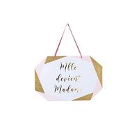 Pancarte en Carton Mlle Devient Madame Rose Blanc doré 25 x 16,5 cm - Multicolore - Taille Unique
