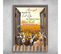 Pancarte En Métal Chèvre Tournesol Accepter Ce Qui Est Abandonner Ce Qui Était Avoir Foi En Ce Qui Sera Plaque En Métal Rétro Décoration Murale En Métal Pour Jardin Hôtels Collection,20X30cm