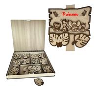 Pancarte Évolution Bébé Safari en Bois, Kit de Suivi Mensuel 0-12 Mois, Décoration Chambre Enfant, Personnalisable