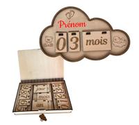 Pancarte Évolutive Personnalisée - Suivi Bébé en Bois Gravé au Laser | Chiffres & Marqueurs de Temps | Cadeau de Naissance | Boîte en Option