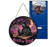 Pancarte Halloween Porte d'Entrée | Porte-Crochet Sorcière Perron | Enseigne Porte Bois Halloween pour Appartement, Bureau, Chambre, Salon, Jardin et Porche