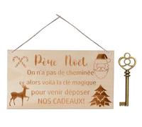 Pancarte Joyeux Noël+Clé Magique Père Noël,décoration Porte Noël,Couronne de Noël,Cadeau Original pour la Noël