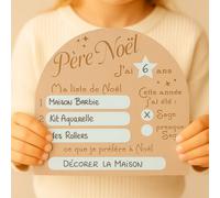 Pancarte Liste au Père Noël Enfant - Tableau Effaçable Réutilisable en Bois - Ardoise à Compléter pour Photo Souvenir Noël - Écriture Feutre Effaçable - Idée Cadeau Magique pour Enfants et Famille