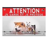 Pancarte métal Attention au chien akita inu